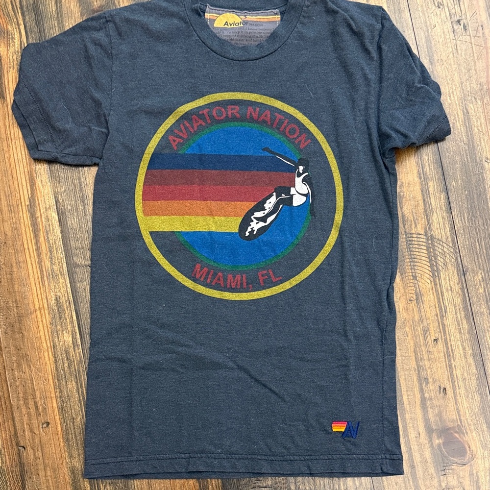 Aviator Nation  Charcoal Graphic Tee small Miami